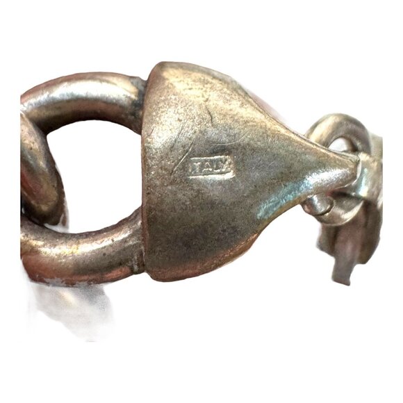Authentic Italian Silver Heart Chain Bracelet Vintage Signature Clasp & Pendant - Picture 4 of 8